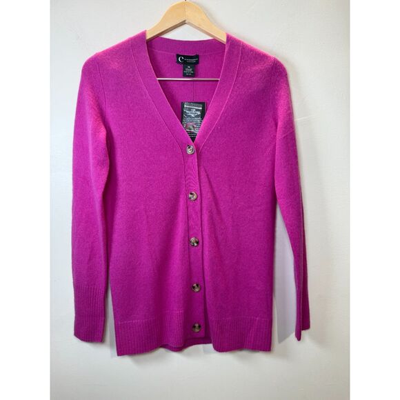 C by Bloomingdale's Cashmere Grandmother Sweater Women's Size XS Cherry Blossom - Picture 1 of 9